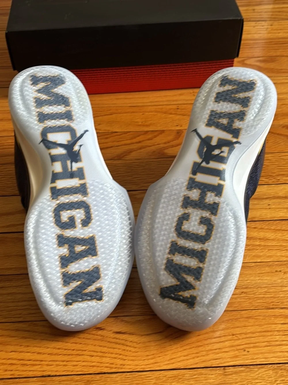 New in Original Box Nike Men's Navy and Yellow Athletic Basketball Shoes